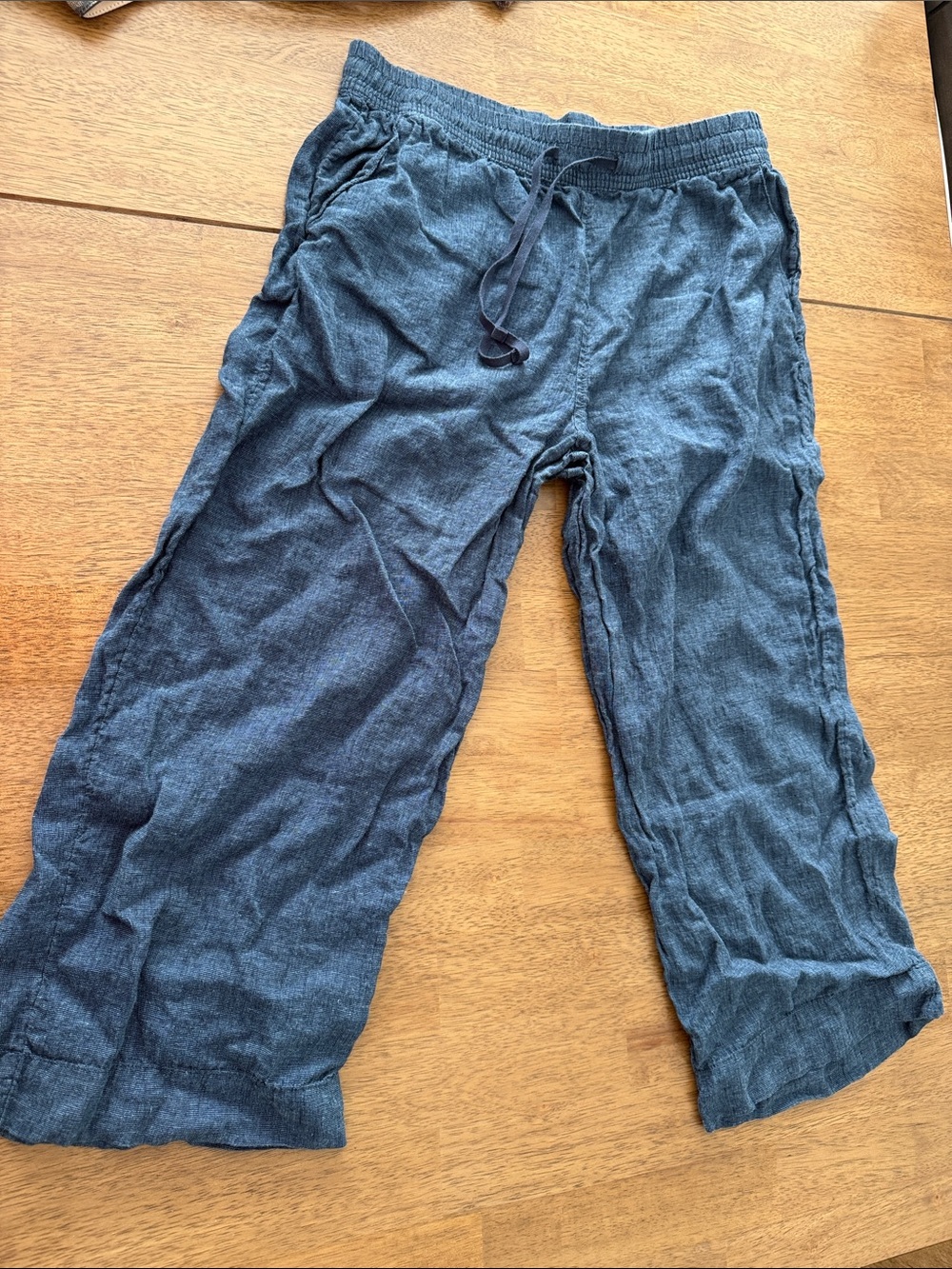 Martha Stewart Wide-Leg Drawstring Pants - Denim Blue